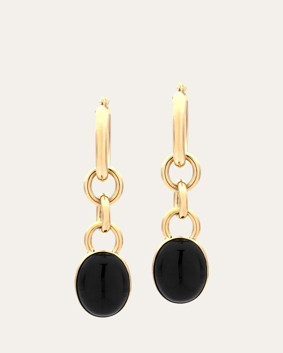Mama 18K Yellow Gold Onyx Drop Earrings